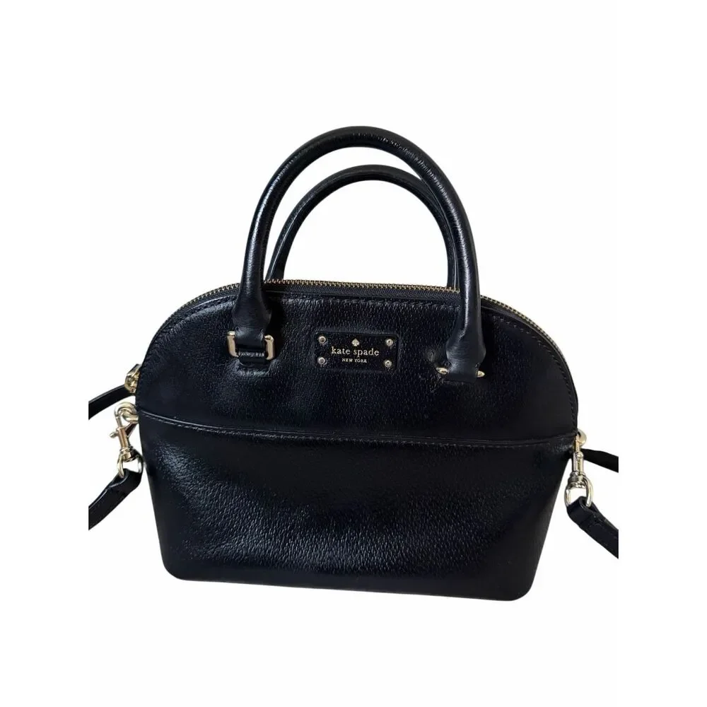 KATE SPADE CARLI LEATHER CROSSBODY MEDIUM‎ SATCHEL BLACK BAG